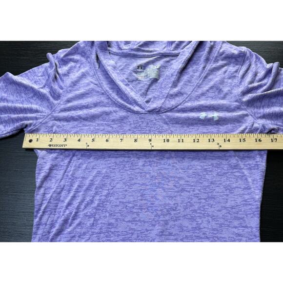 Under Armour Woman’s Semi Fitted Hooded Athletic Shirt Size S, Running Training - Picture 2 of 5